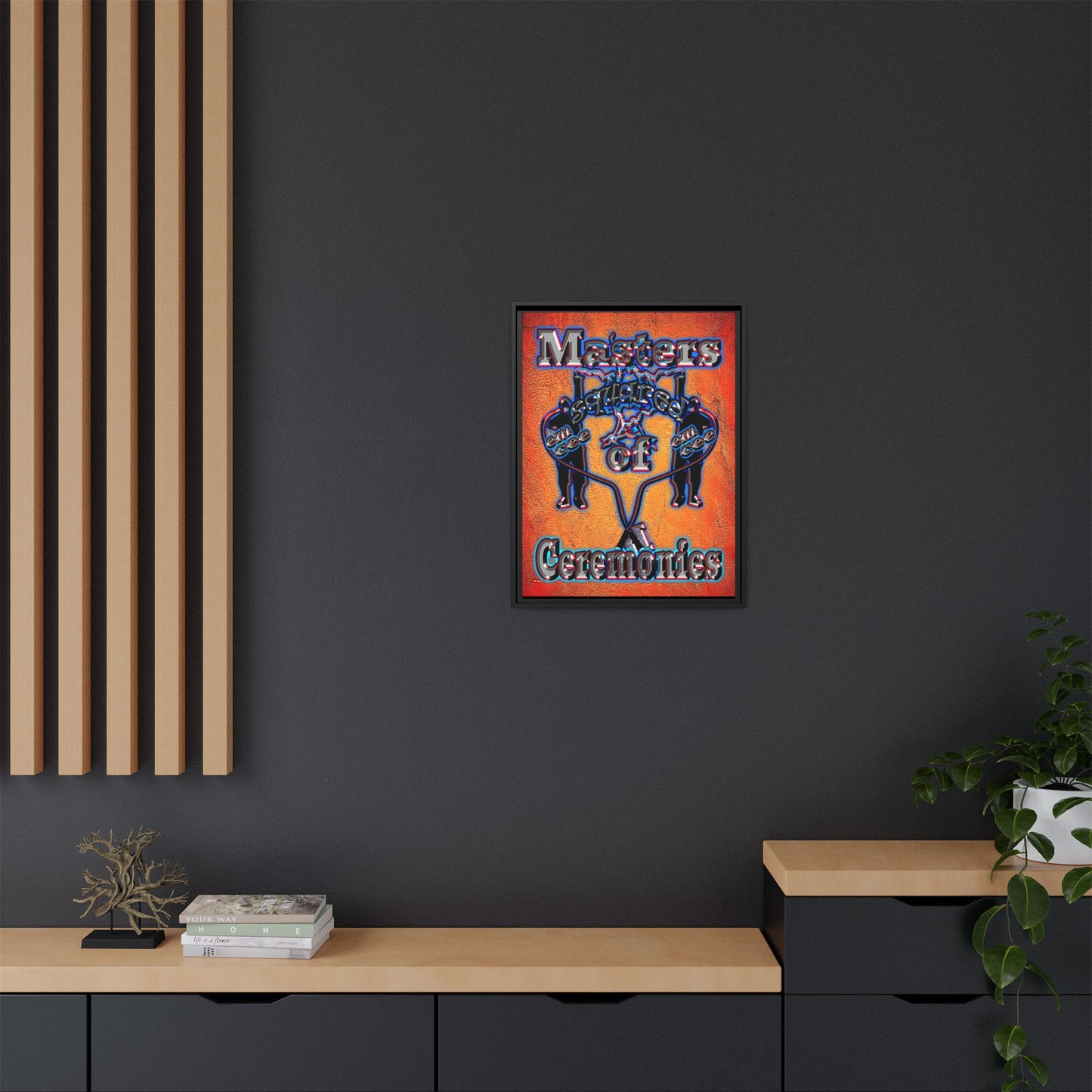 em cee squared - framed canvas art (burnt orange)