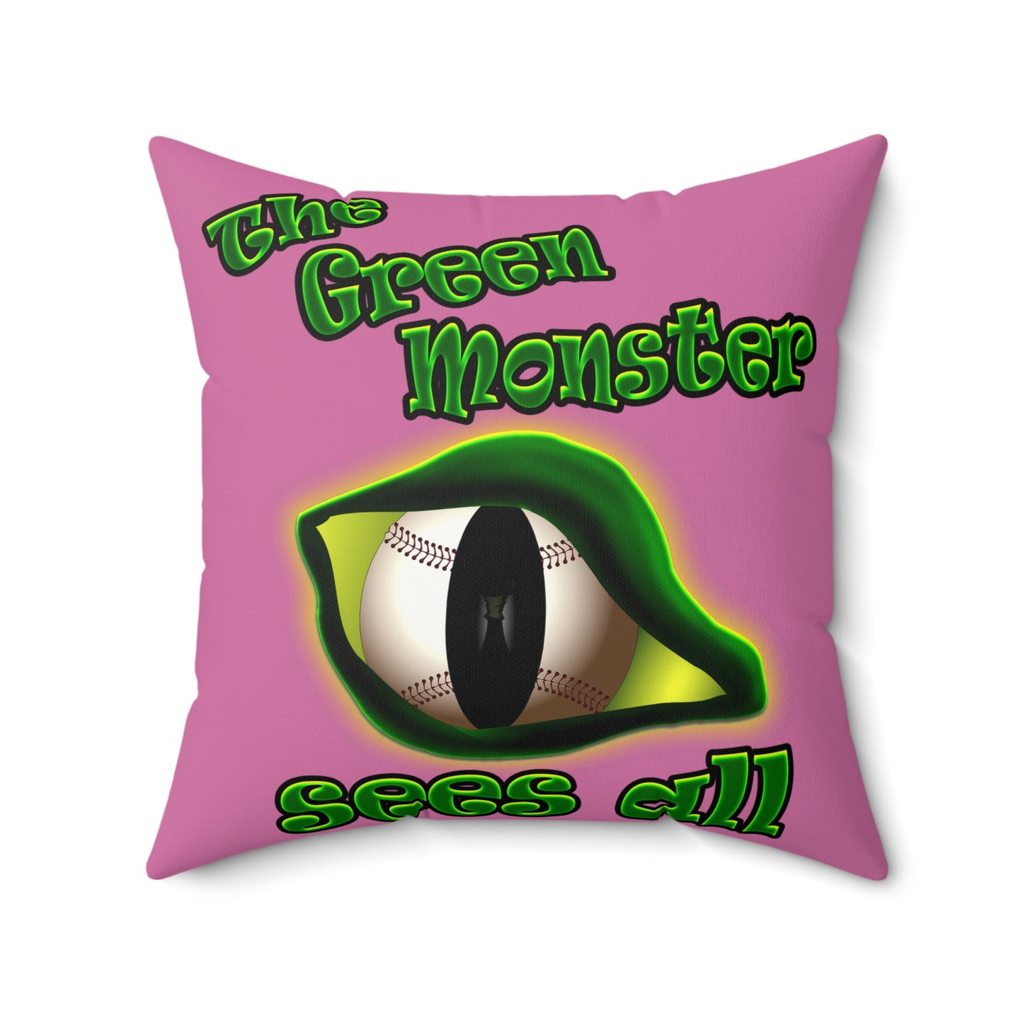 green monster - Faux Suede Square Pillow - (light pink)