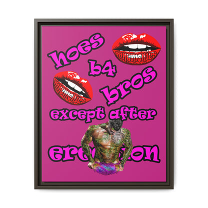 hoes b4 bros - framed canvas art (pink)