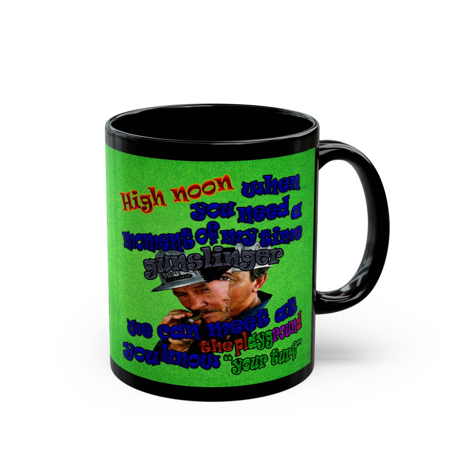 high noon - Black Mug (green turf)