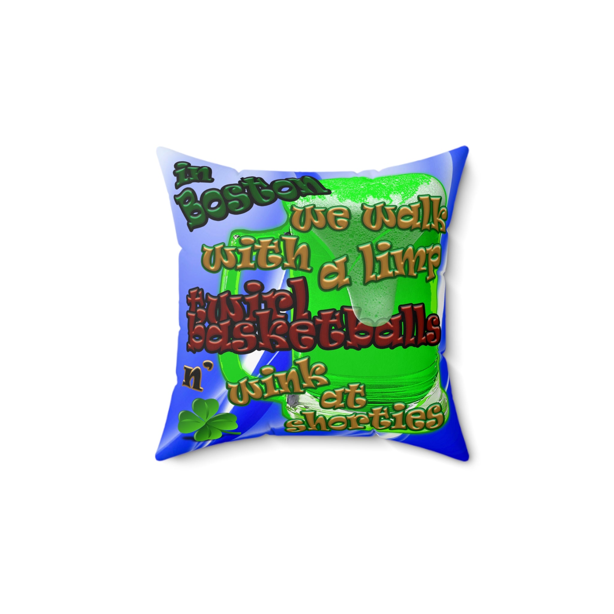 celtics logo - Spun Polyester Square Pillow - (blue-white wave)