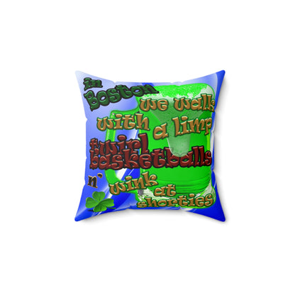celtics logo - Spun Polyester Square Pillow - (blue-white wave)