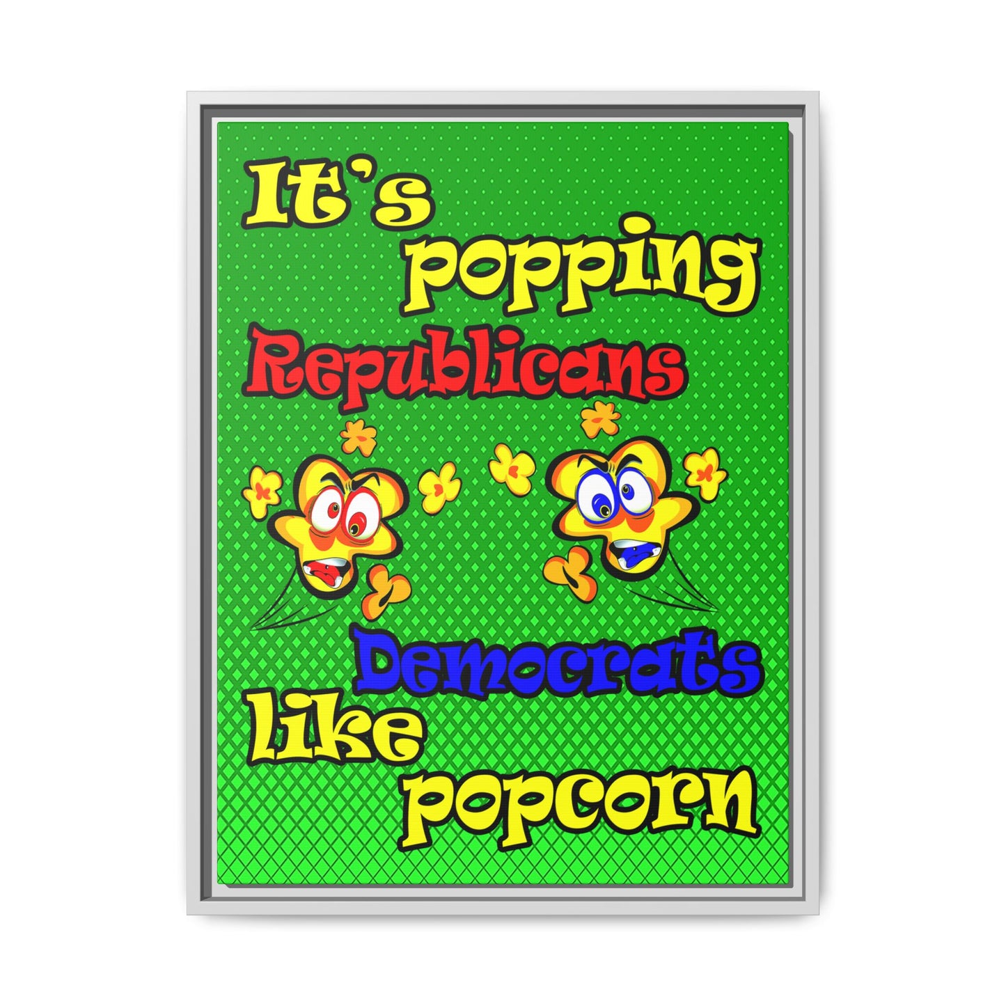popping like popcorn - framed canvas art (logo green)