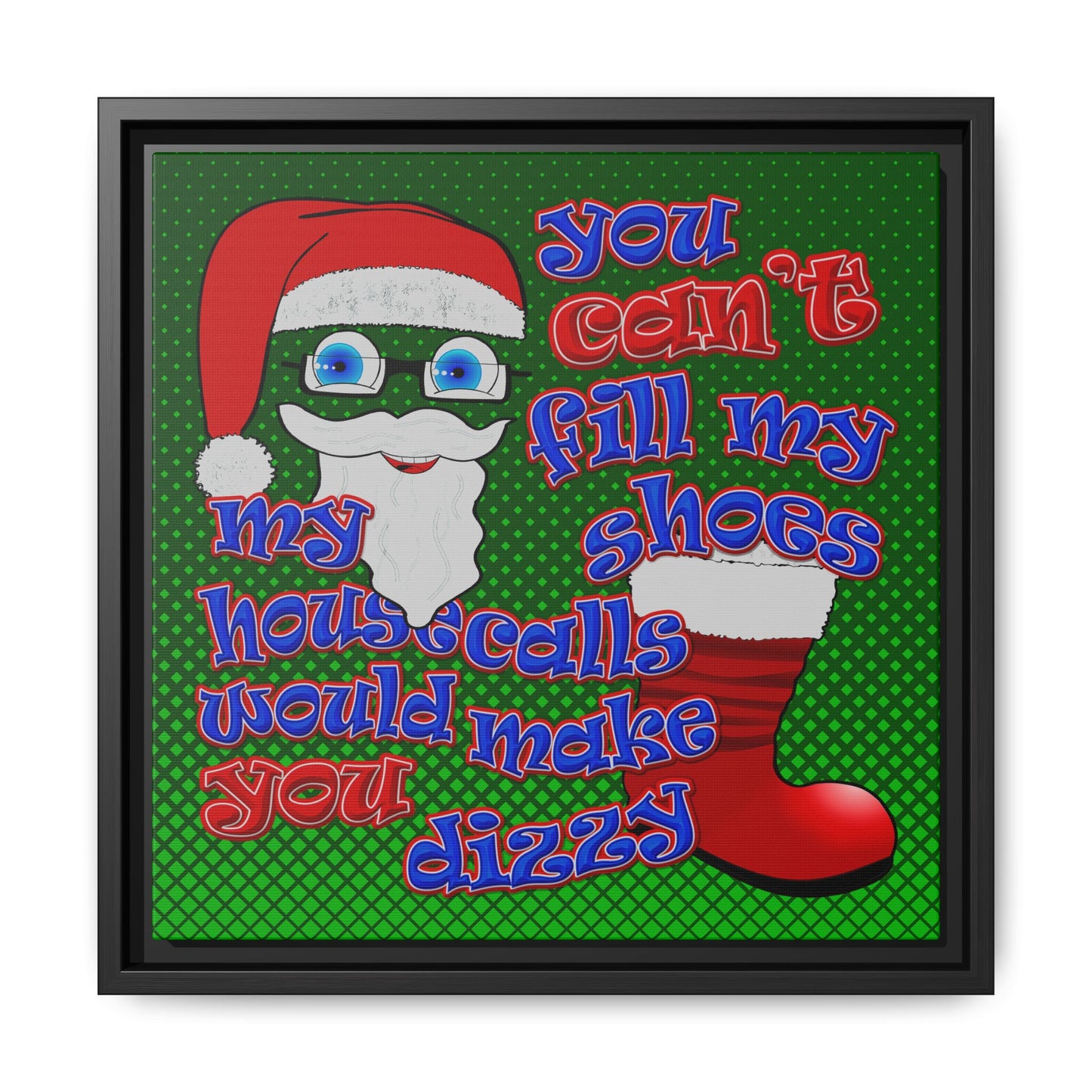 santa's shoes - framed canvas art (logo green)