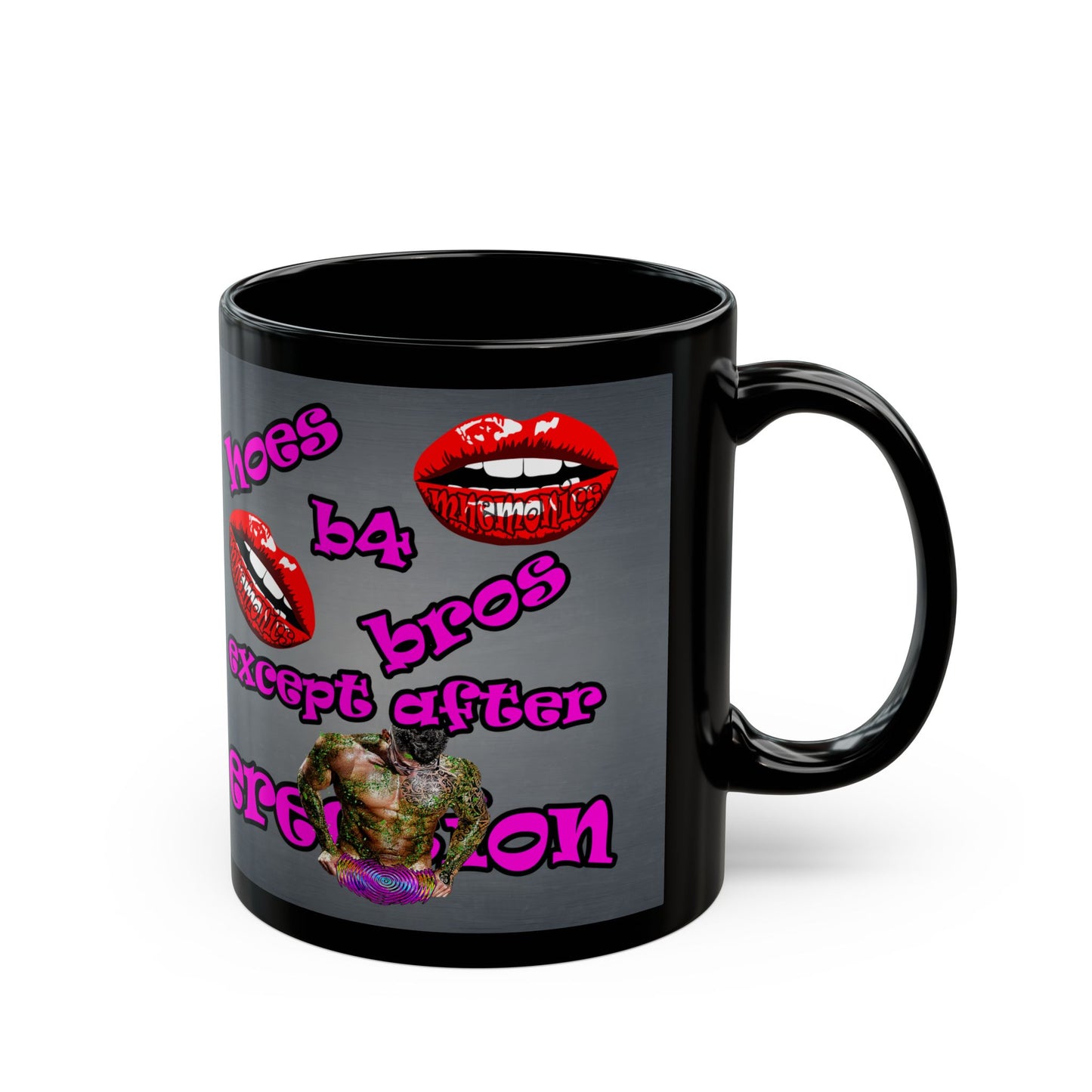 hoes b4 bros - Black Mug (grey-light grey)