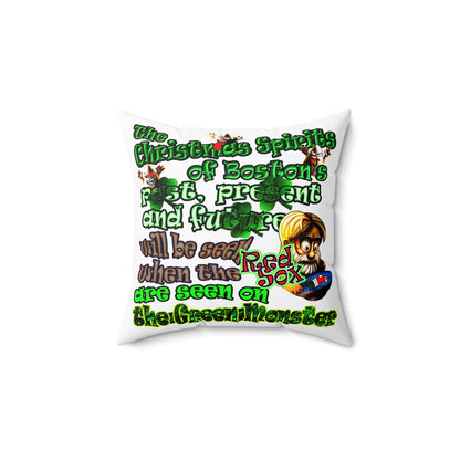 christmas spirits of boston - Spun Polyester Square Pillow - (white)