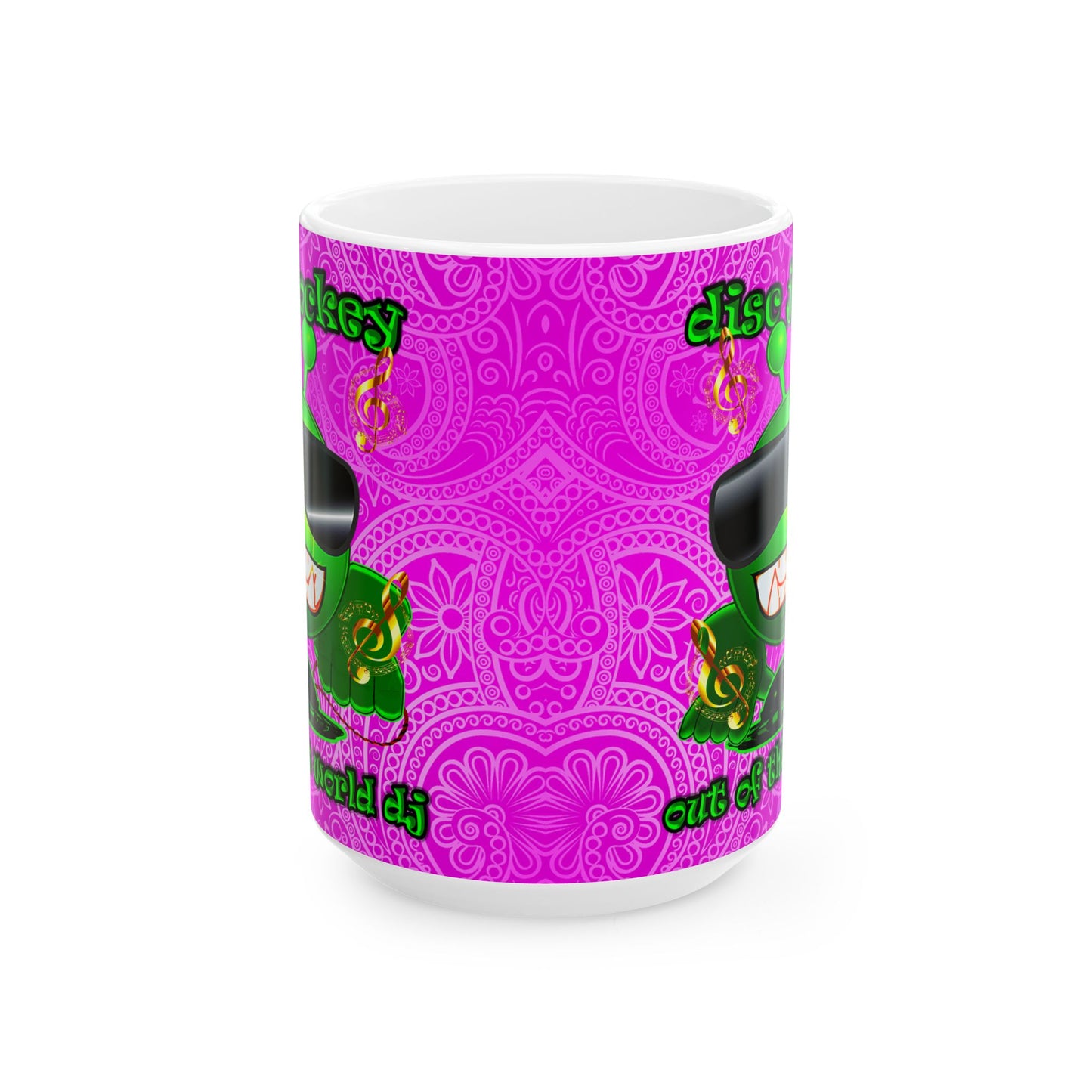 disc jockey - White Mug (pink swirl)
