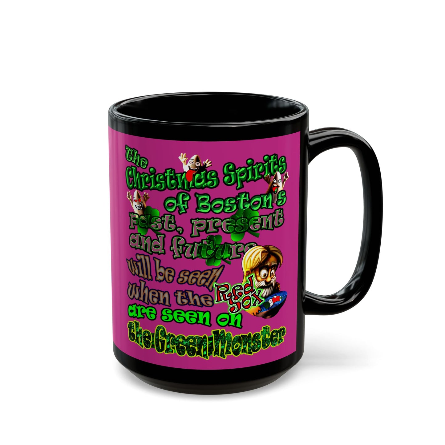 christmas spirits of boston - Black Mug (pink)