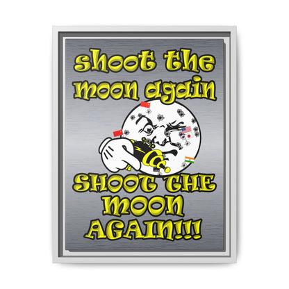 shoot the moon again - framed canvas art (brushed nickel)