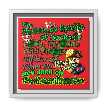 christmas spirits of boston - framed canvas art (red)