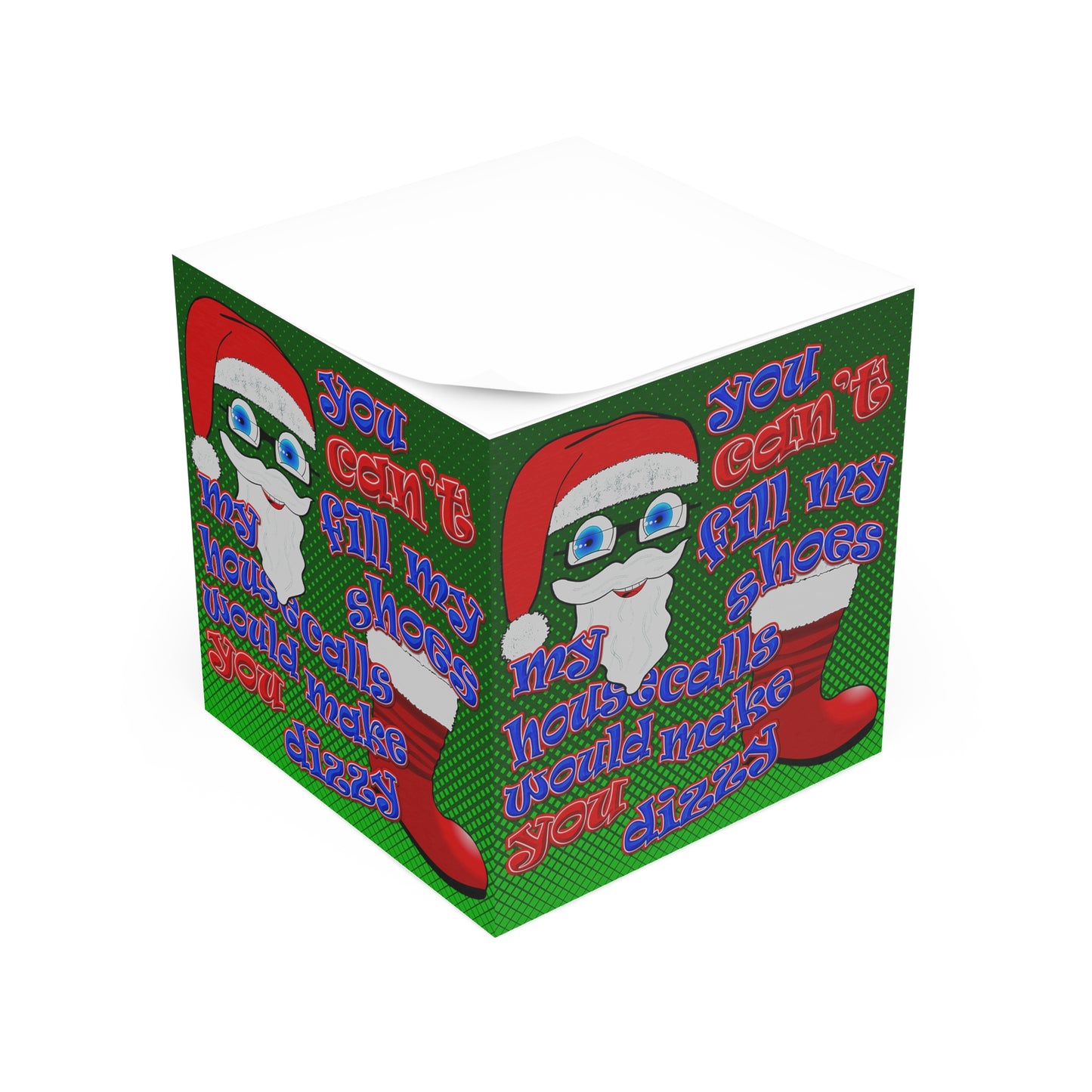 santa's shoes - note cube (logo green)