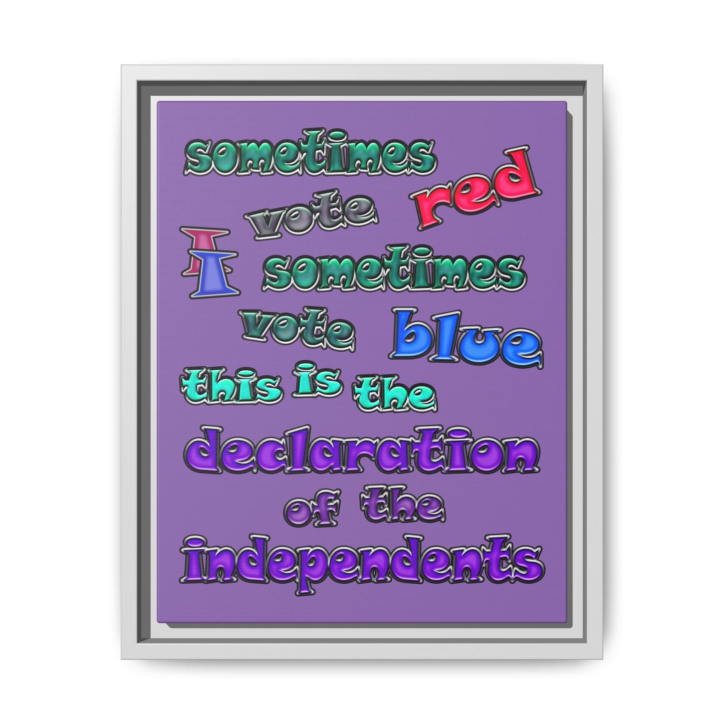 declaration of the independents - framed canvas art (light purple)