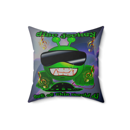 disc jockey - Spun Polyester Square Pillow - (grey-pink wave)