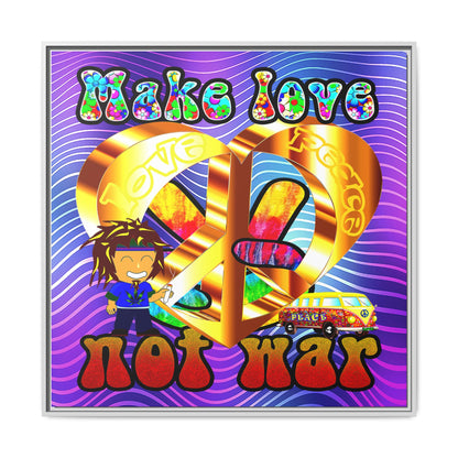 love peace - framed canvas art (purple wave)