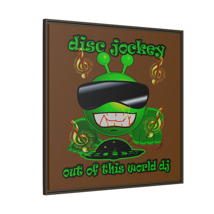 disc jockey - framed canvas art (brown)