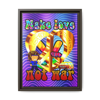 love peace - framed canvas art (purple wave)