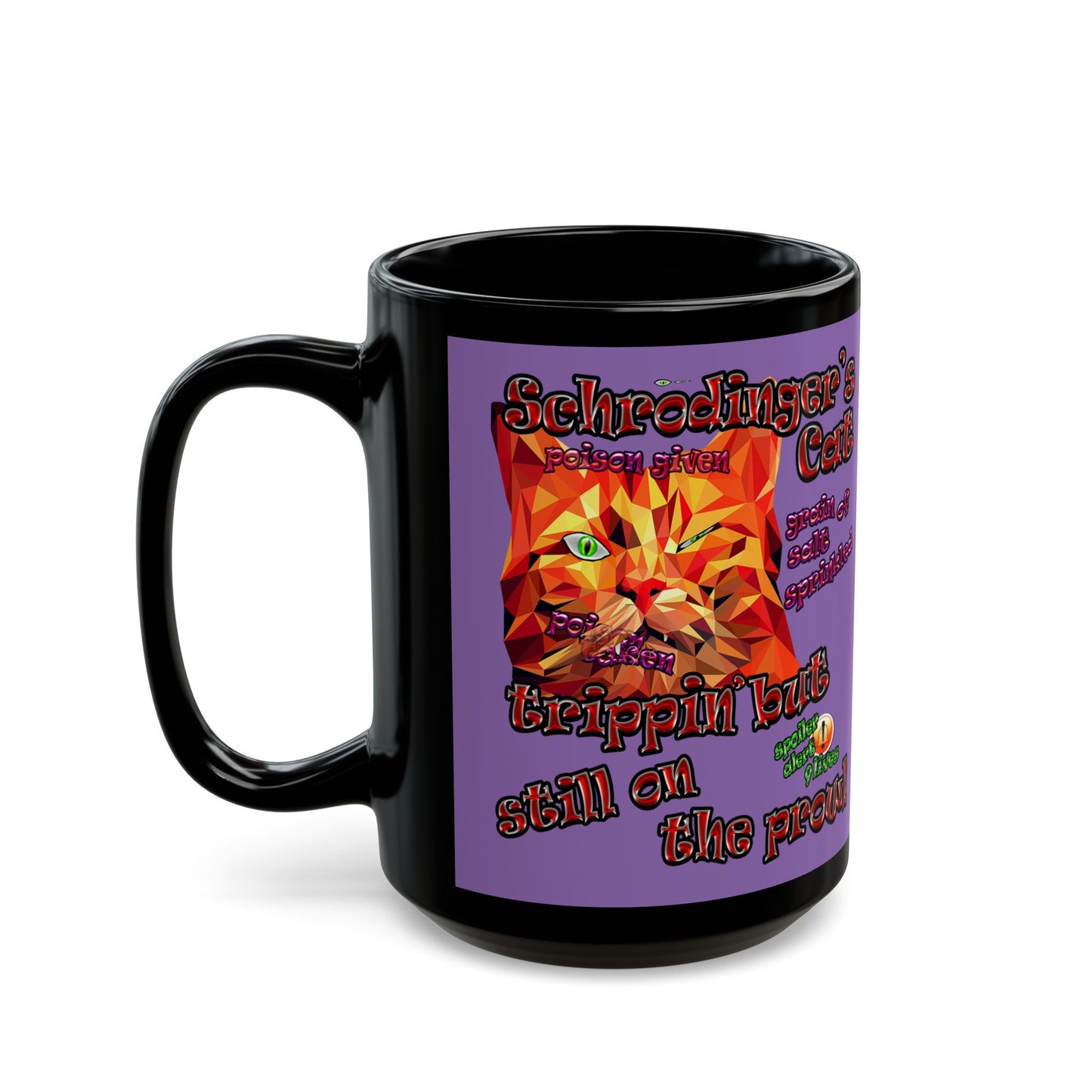schrodinger's cat - Black Mug (light purple)