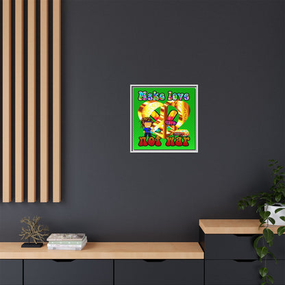 love peace - framed canvas art (logo green)