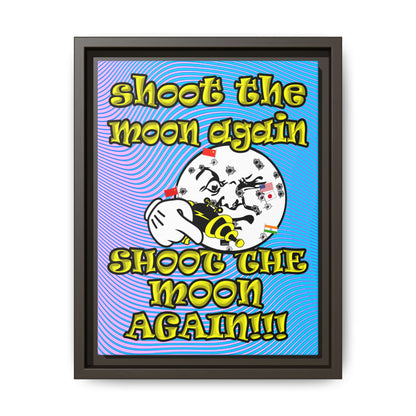 shoot the moon again - framed canvas art (light blue-purple wave)