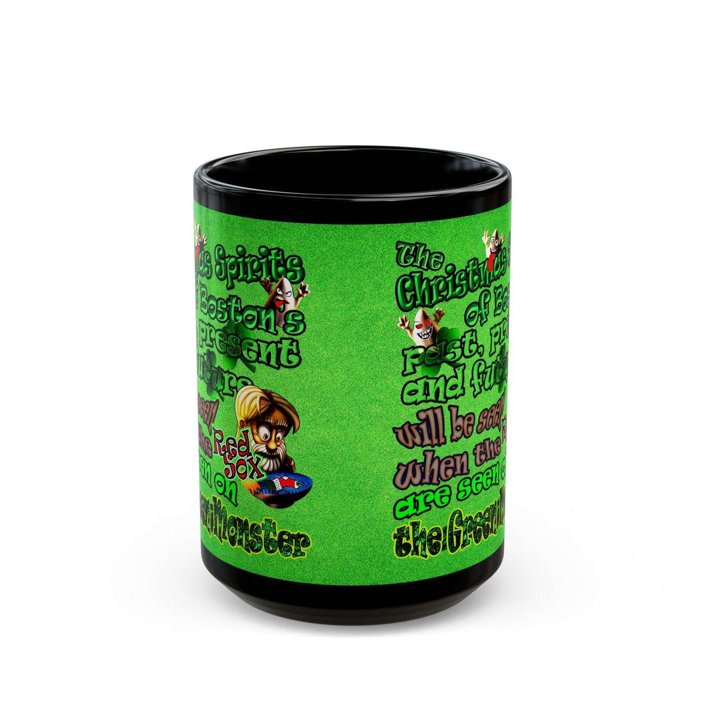 christmas spirits of boston - Black Mug (green turf)