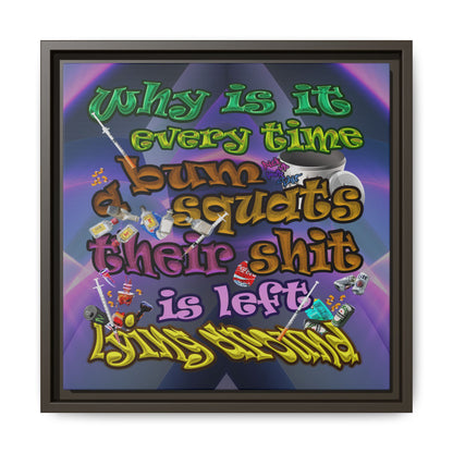 the bum's shit - framed canvas art (grey-pink wave)
