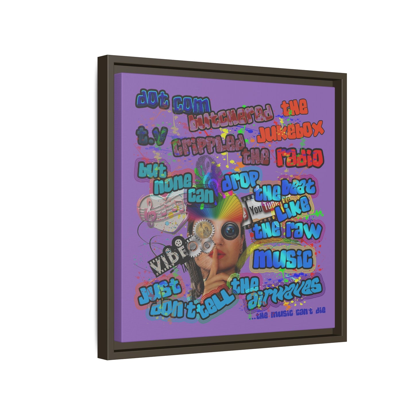 drop the beat - framed canvas art (light purple)