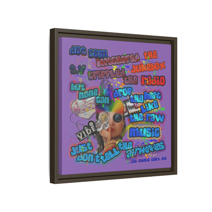 drop the beat - framed canvas art (light purple)