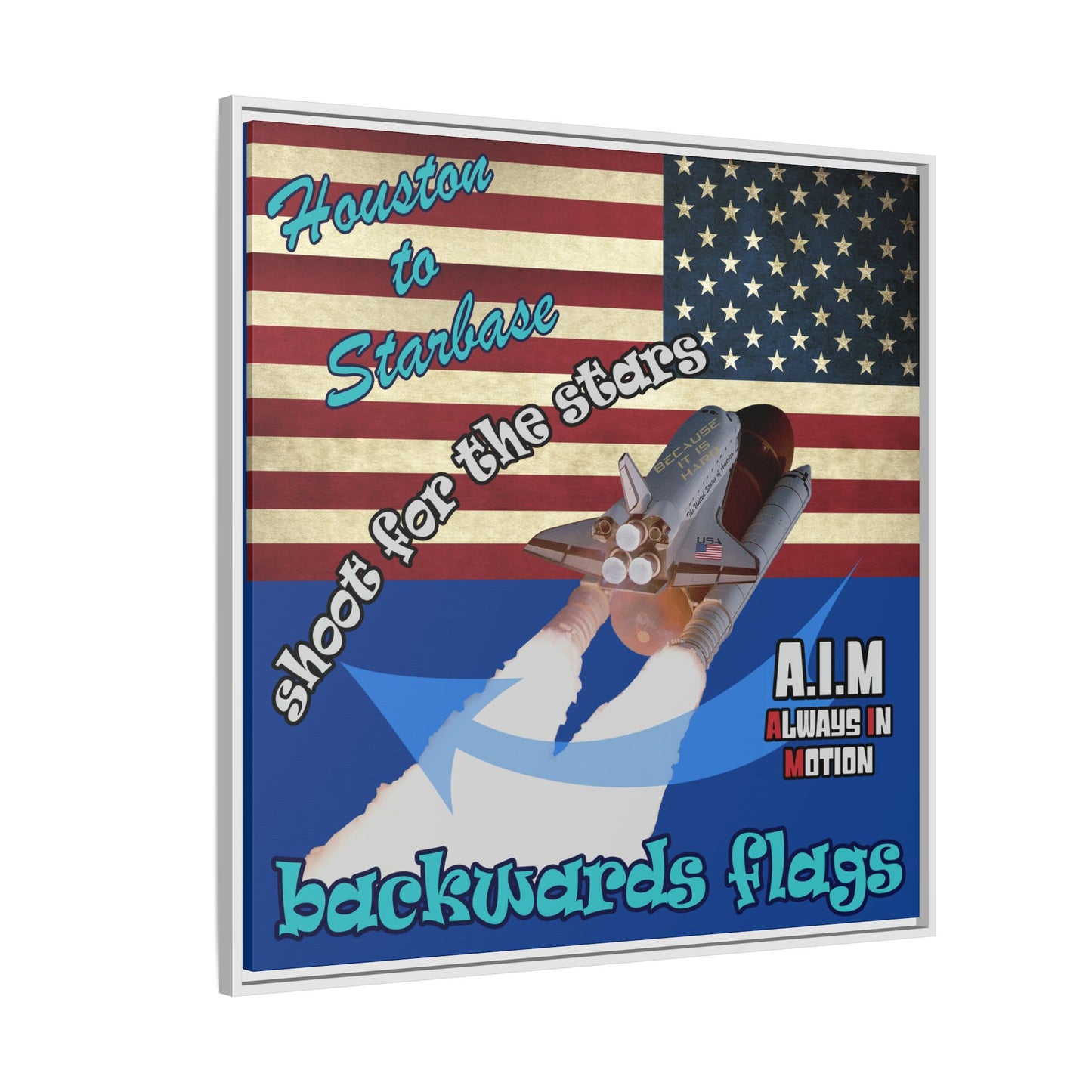 shoot for the stars - framed canvas art (dark blue)