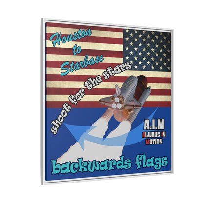 shoot for the stars - framed canvas art (dark blue)