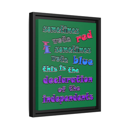 declaration of the independents - framed canvas art (dark green)