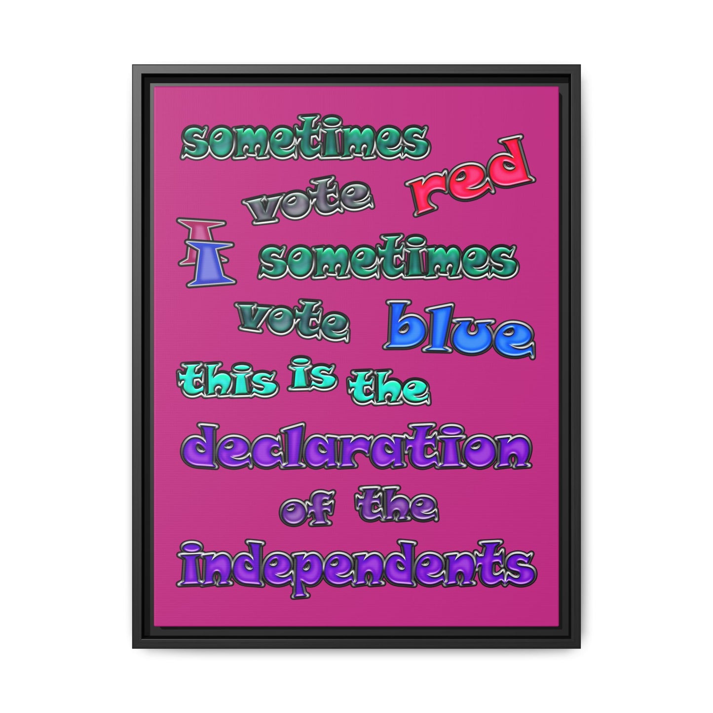 declaration of the independents - framed canvas art (pink)