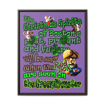 christmas spirits of boston - framed canvas art (light purple)