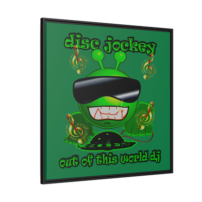 disc jockey - framed canvas art (dark green)