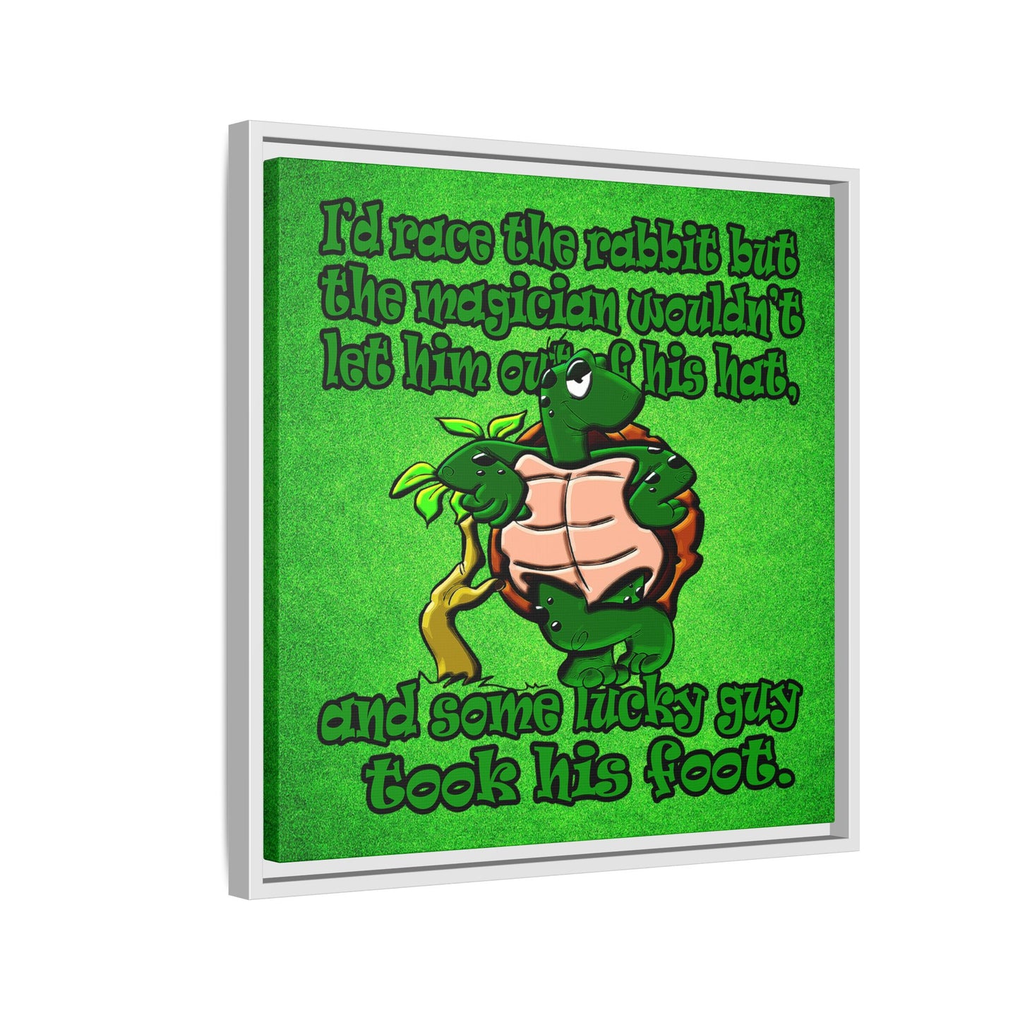 turtle race - framed canvas art (green turf)