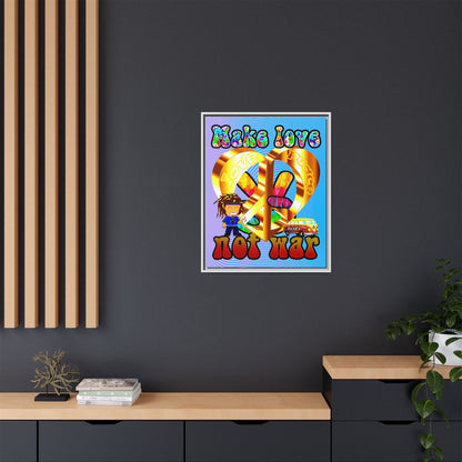 love peace - framed canvas art (light blue-purple wave)