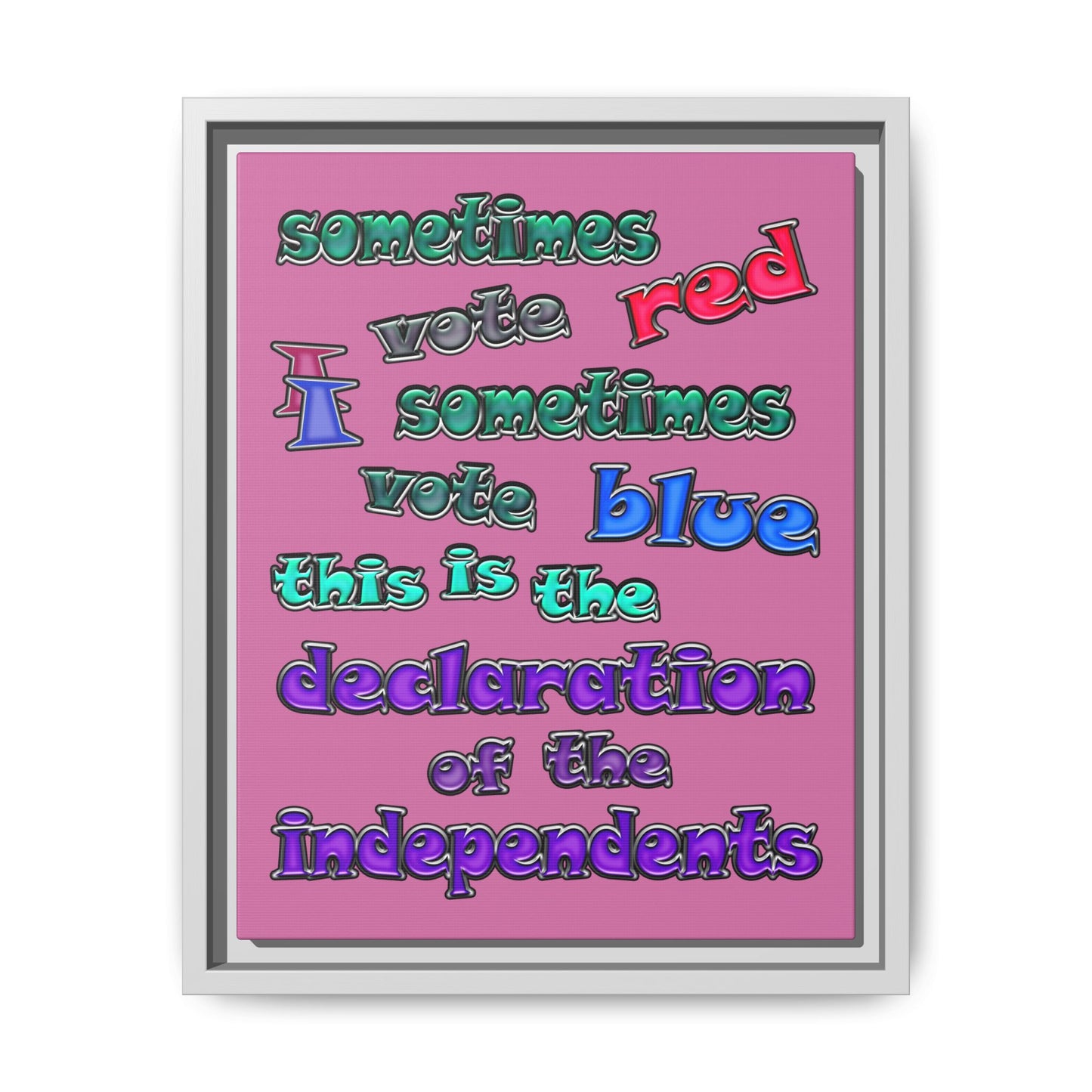 declaration of the independents - framed canvas art (light pink)