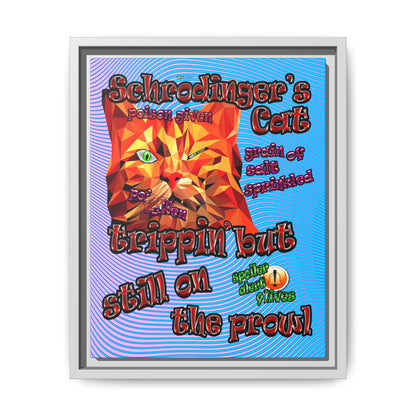 schrodinger's cat - framed canvas art (light blue-purple wave)