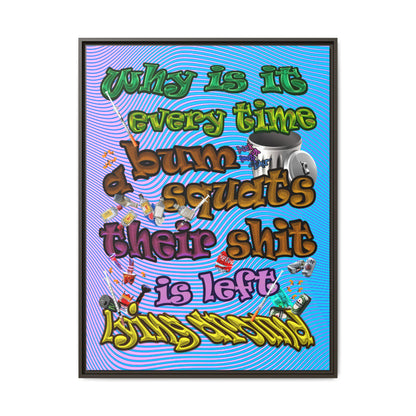 the bum's shit - framed canvas art (light blue-purple wave)