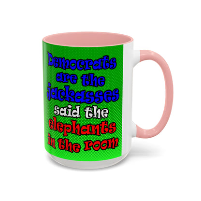 donkeys and elephants - Accent Mug (logo green)