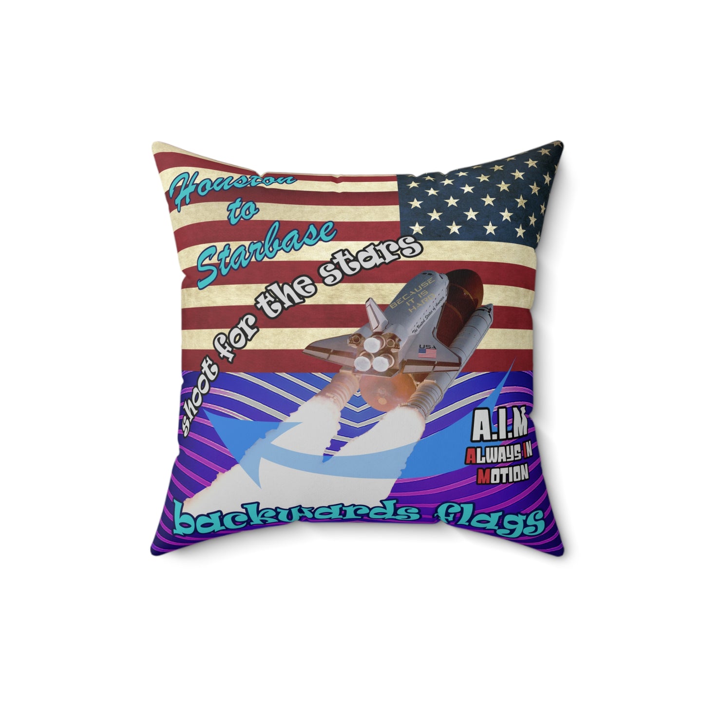 shoot for the stars - Spun Polyester Square Pillow - (purple wave)