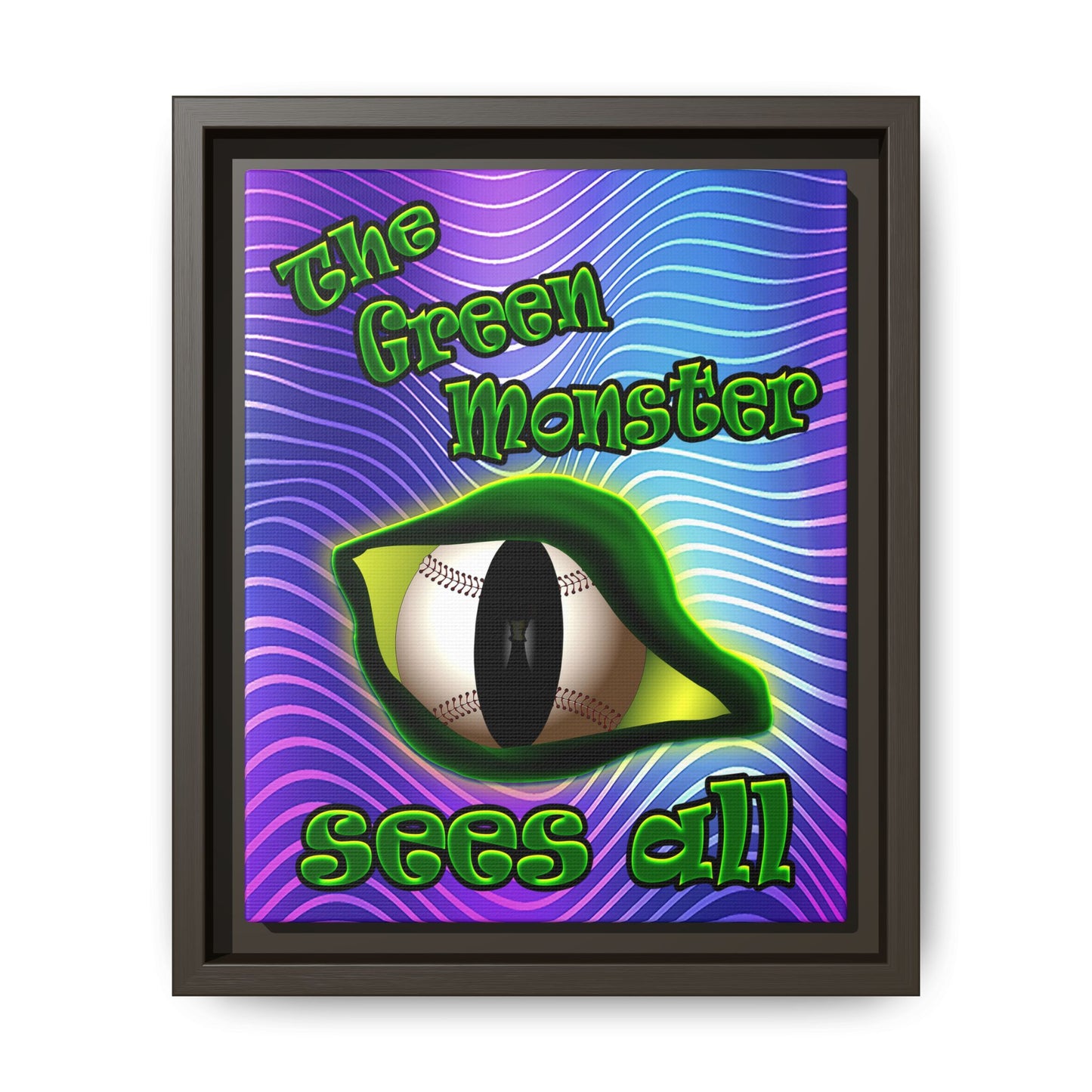 green monster - framed canvas art (purple wave)