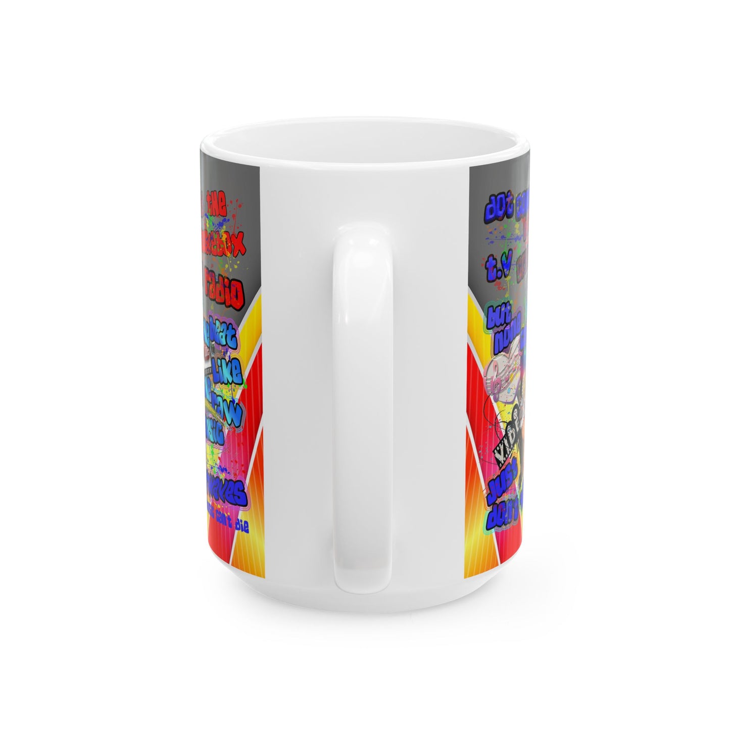 drop the beat - White Mug (rainbow split)