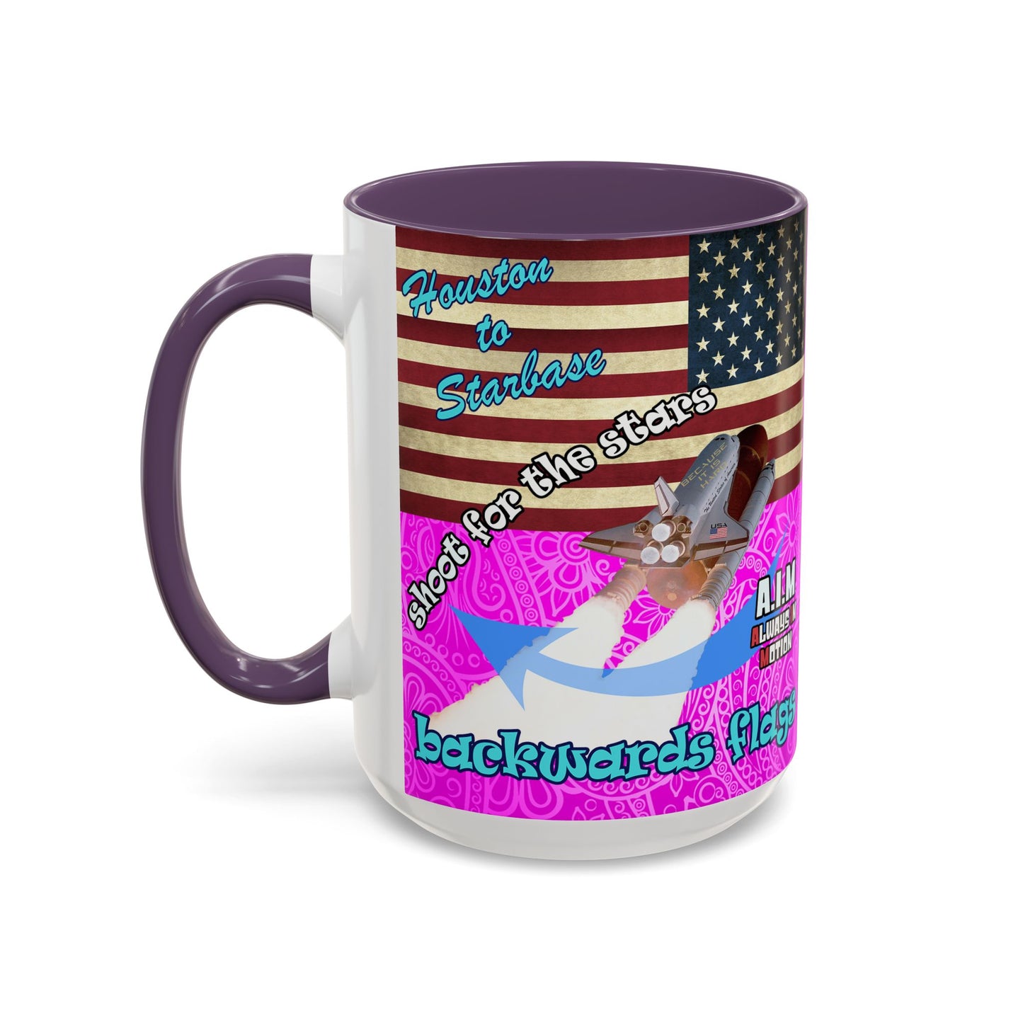 shoot for the stars - Accent Mug (pink swirl)
