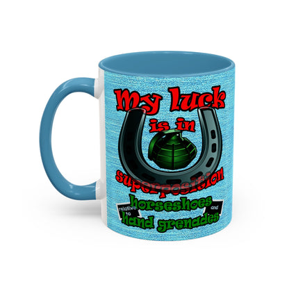 my luck - Accent Mug (faded dark blue)