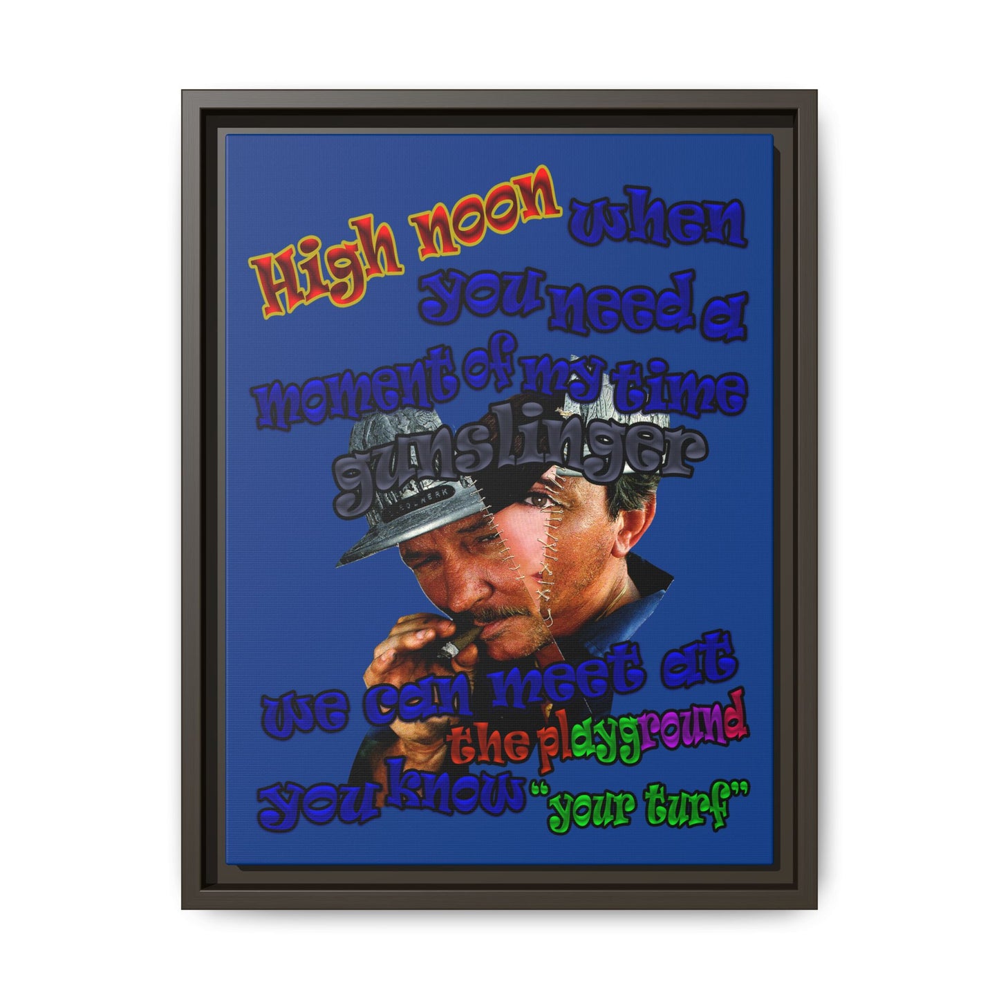 high noon - framed canvas art (dark blue)