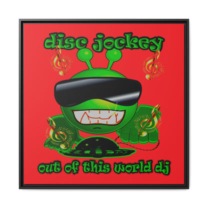 disc jockey - framed canvas art (red)