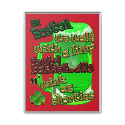 celtics logo - framed canvas art (dark red)
