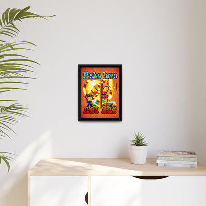 love peace - framed canvas art (burnt orange)