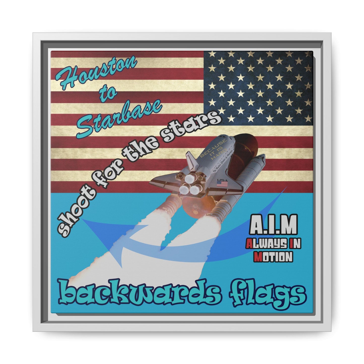 shoot for the stars - framed canvas art (turquoise)