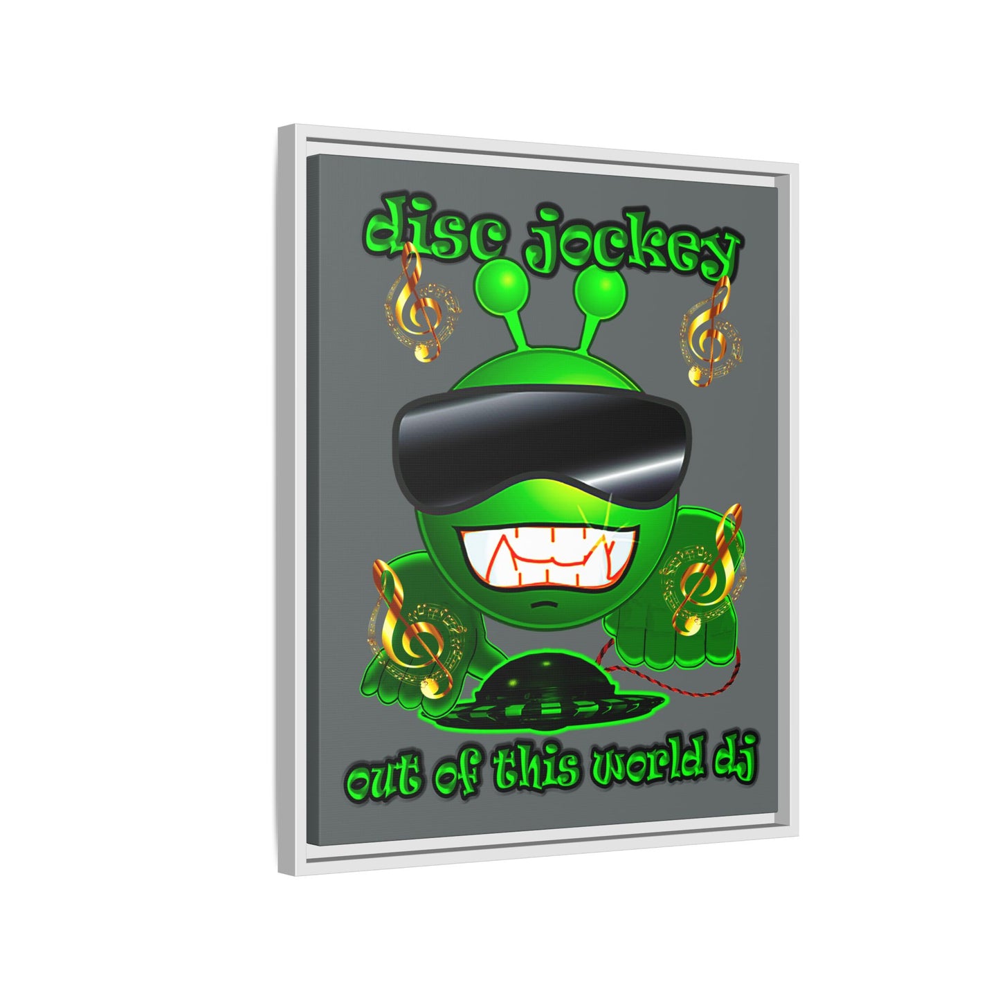 disc jockey - framed canvas art (dark grey)